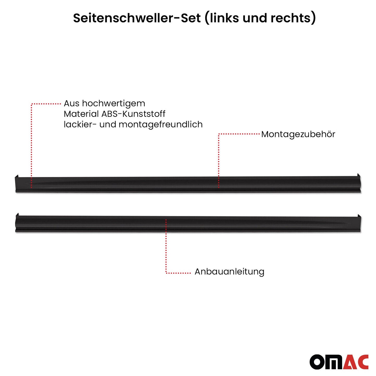 RDX Seitenschweller Kratzschutz für VW T6 T6.1 Transporter 2015-2024 L1 ABS