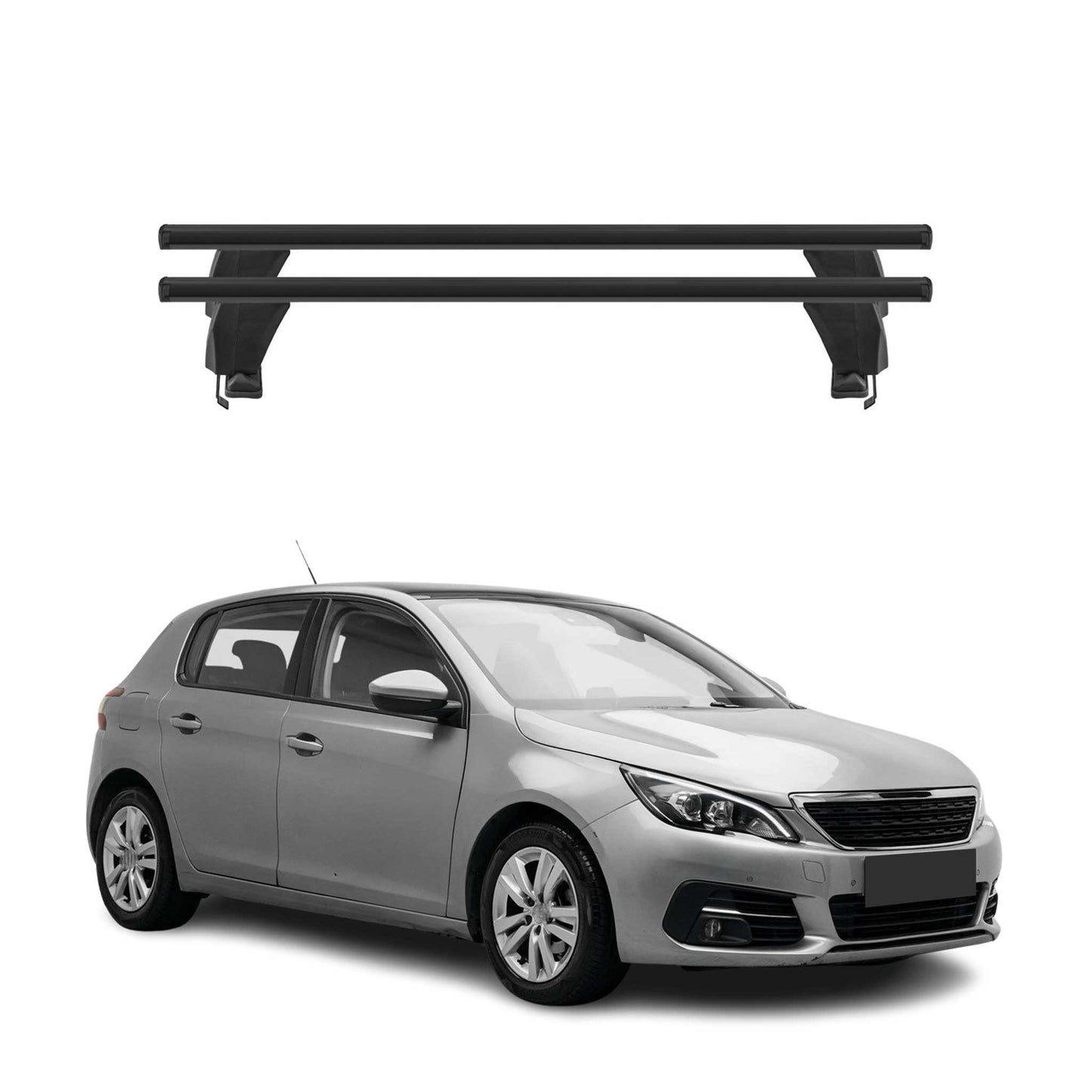 Menabo Dachträger Grundtäger für Peugeot 308 2013-2021 50kg Alu Schwarz 2 tlg