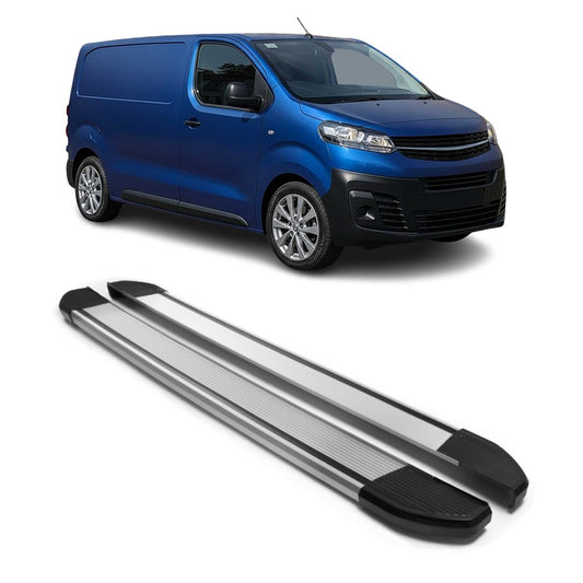 Praguri laterale/scarpe din aluminiu pentru Opel Vivaro 2019-2024 L3 Long Silver set 2 piese