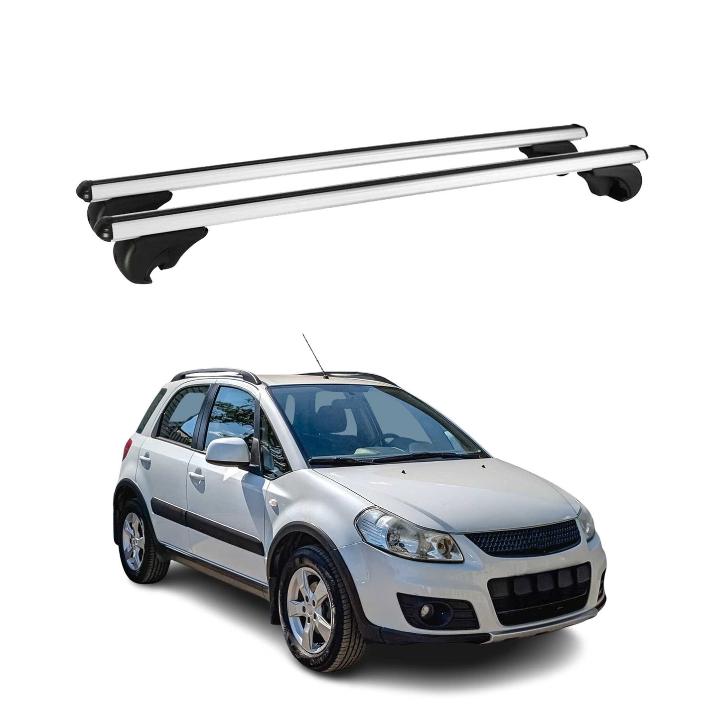 Portbagaj de plafon pentru Suzuki SX4 2006-2013 75kg aluminiu argintiu 2 piese