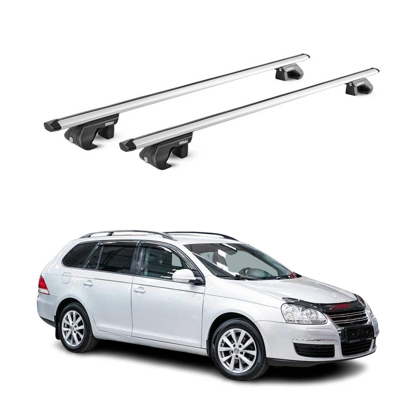 Dachträger für VW Golf MK5 MK7 Kombi Alltrack 2007-2020 90kg Alu Silber 2x ABE