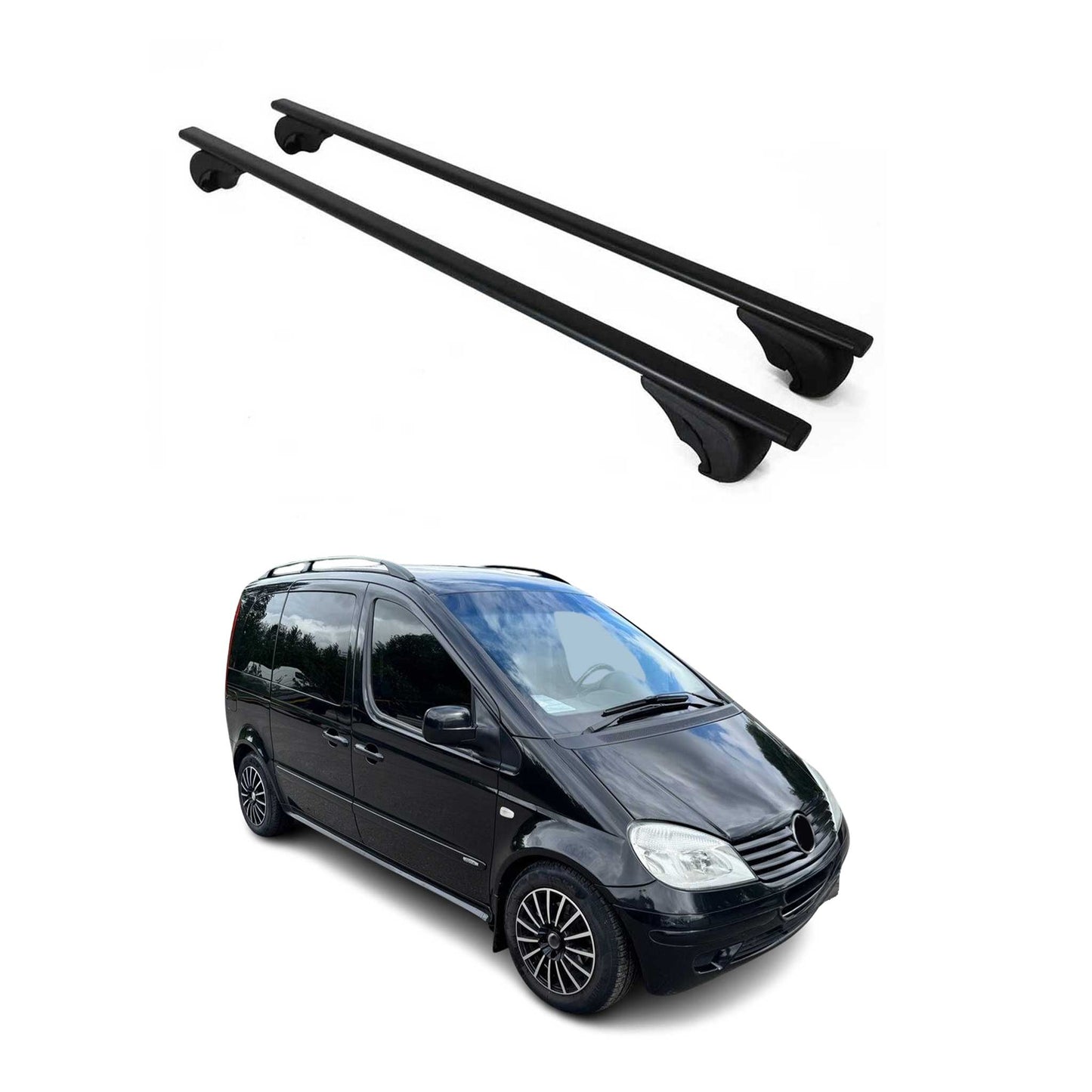 Portbagaj de plafon pentru Mercedes Vaneo 2001-2005 75kg, negru metalic, 2 buc.