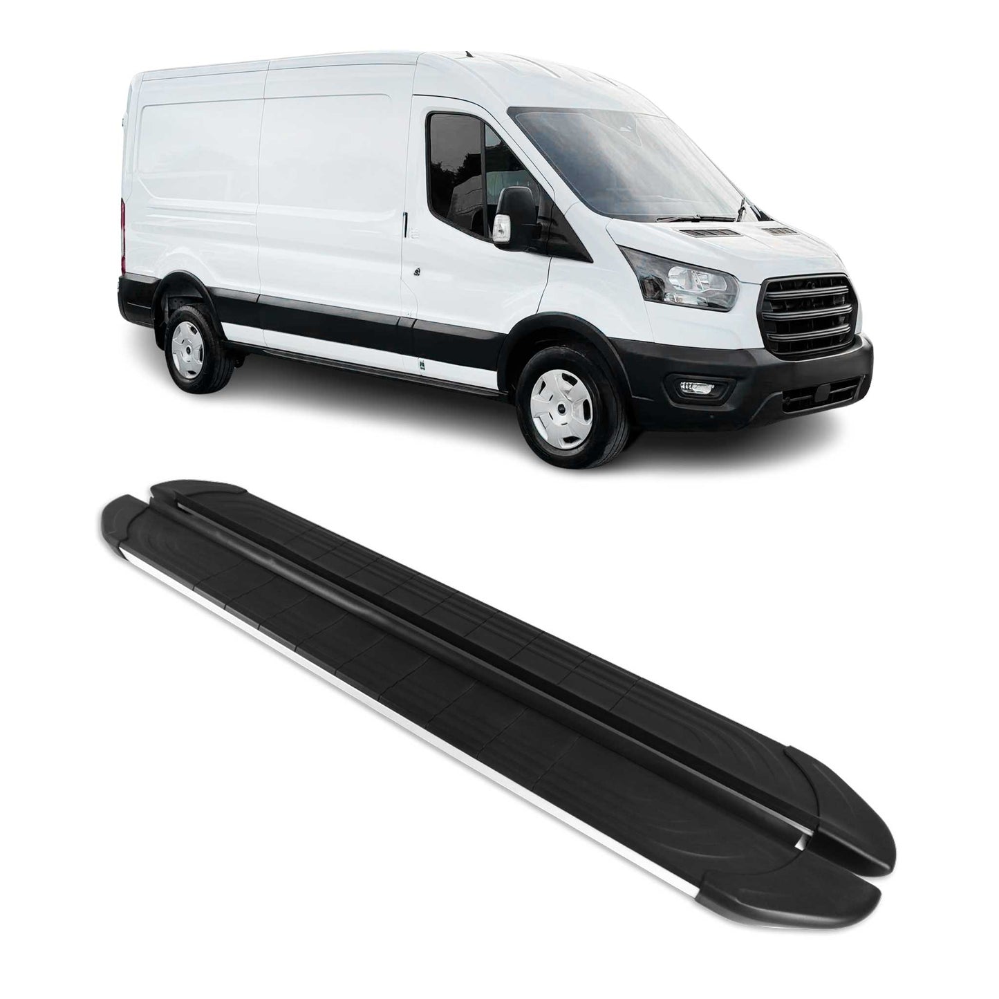 Seitenschweller Trittbretter für Ford Transit 2014-2025 L3 Silber Aluminium 2x