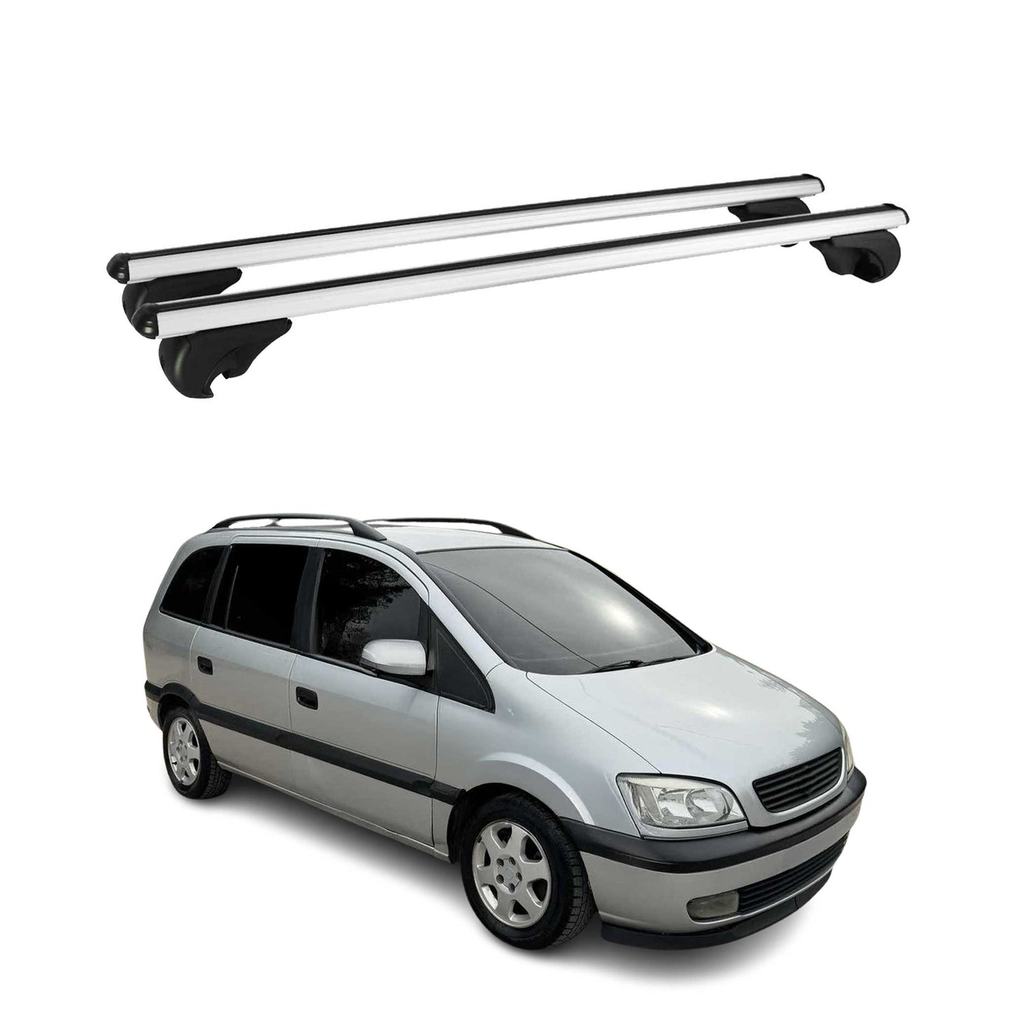Portbagaj de plafon pentru Opel Zafira A 1999-2005 75kg aluminiu argintiu 2 buc