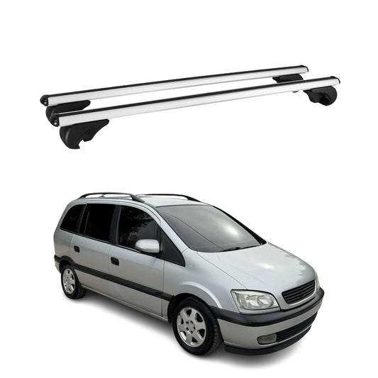 Portbagaj de plafon pentru Opel Zafira A 1999-2005 75kg aluminiu argintiu 2 buc