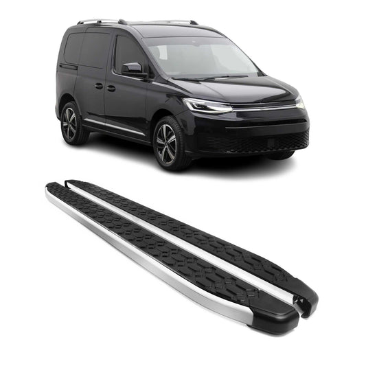 Alu Trittbretter Seitenschweller für VW Caddy 2020-2024 L1 Schwarz Silber 2tlg