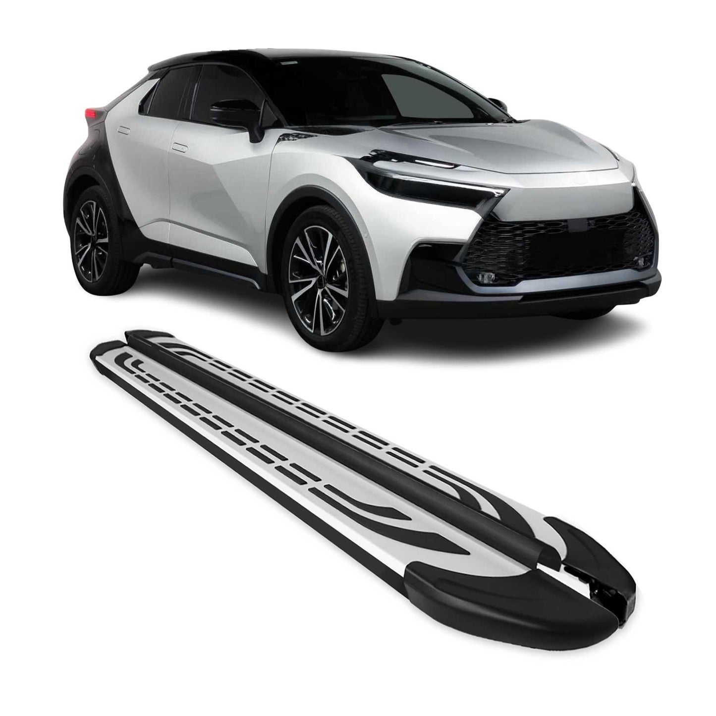 Trittbretter Seitenschweller für Toyota C-HR AX20 2023-2025 Schwarz Alu