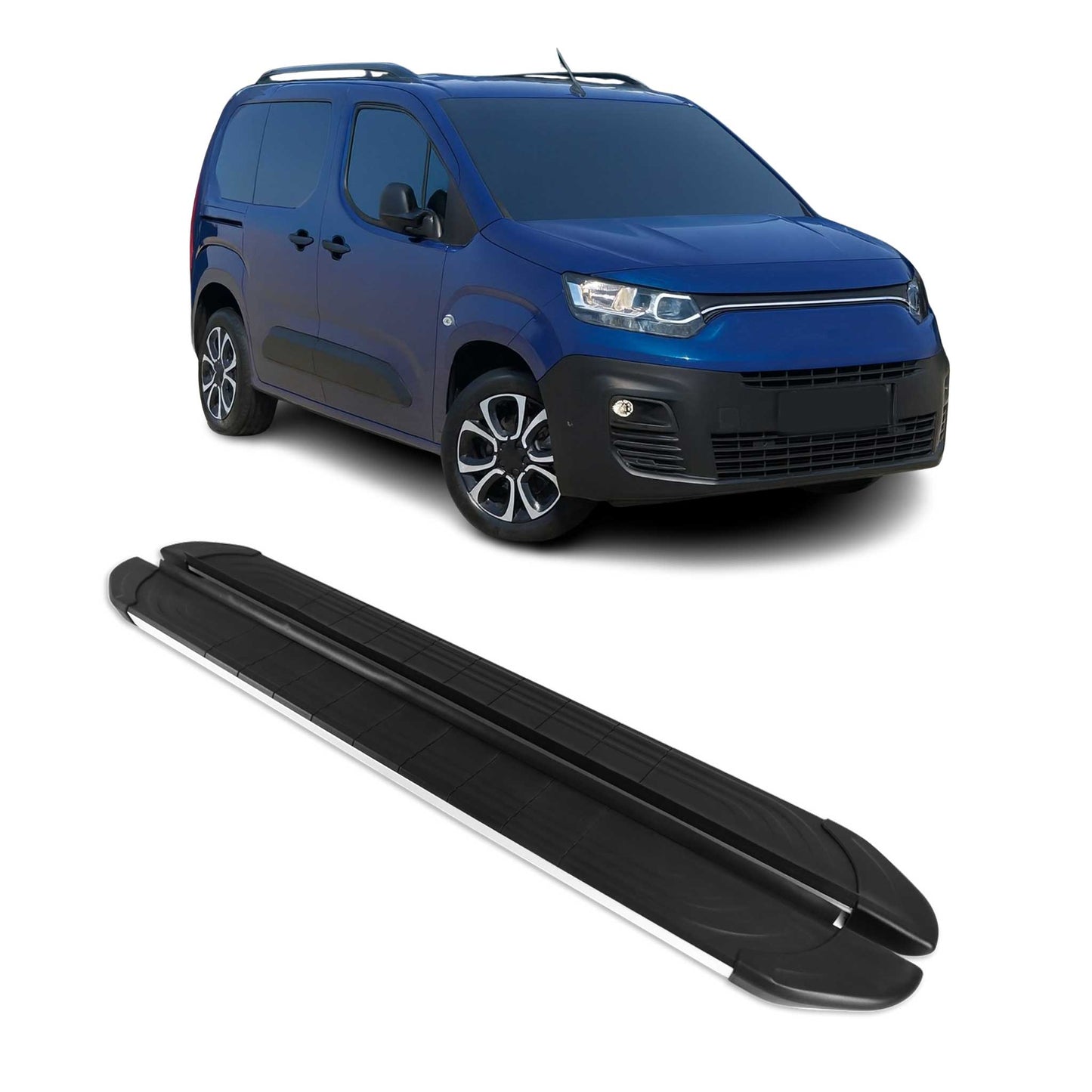 Praguri laterale/scarpe pentru Fiat Doblo 2022-2025 L1, argintii, 2 bucăți