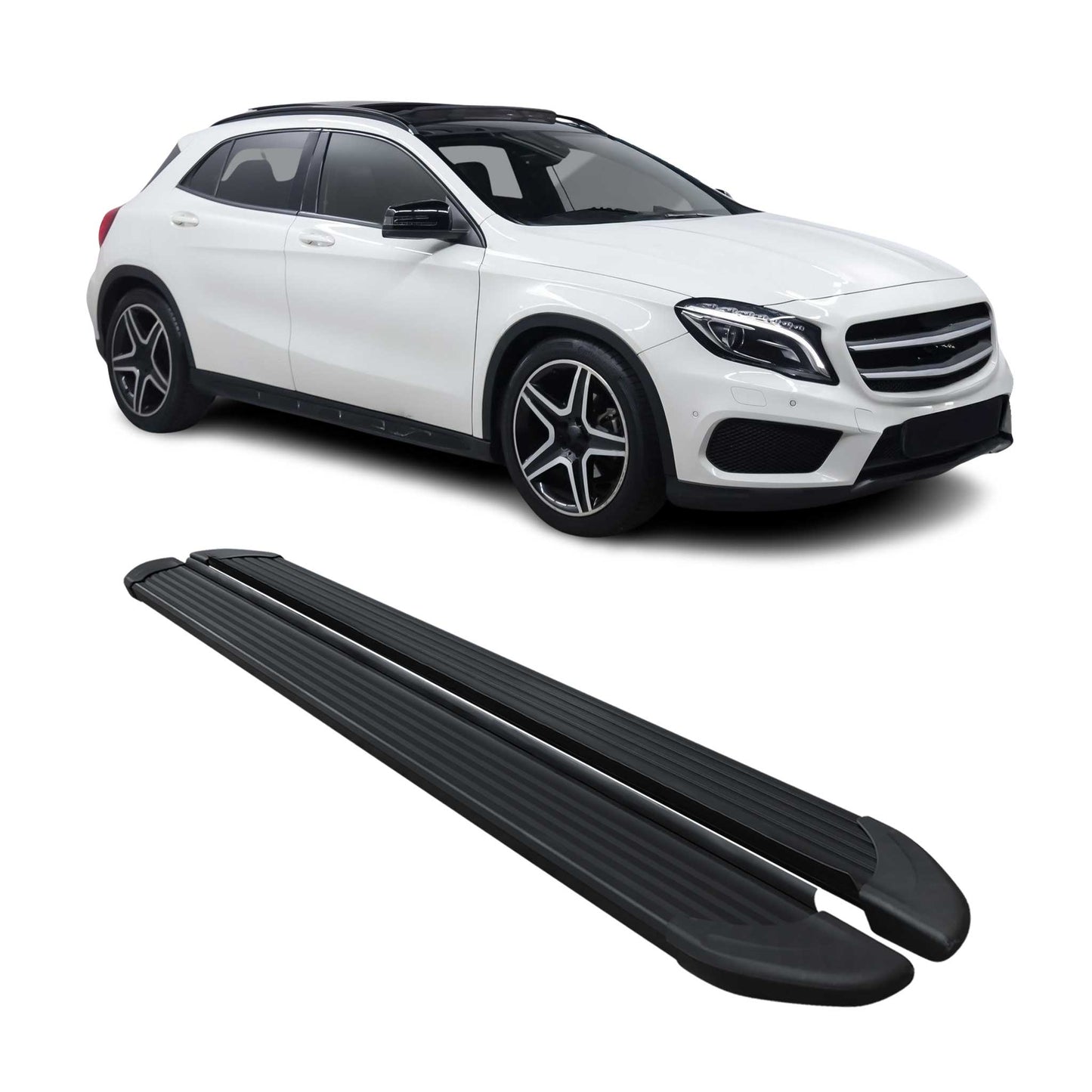 Trittbretter Seitenschweller für Mercedes GLA 2014-2020 Aluminium Schwarz 2 tlg