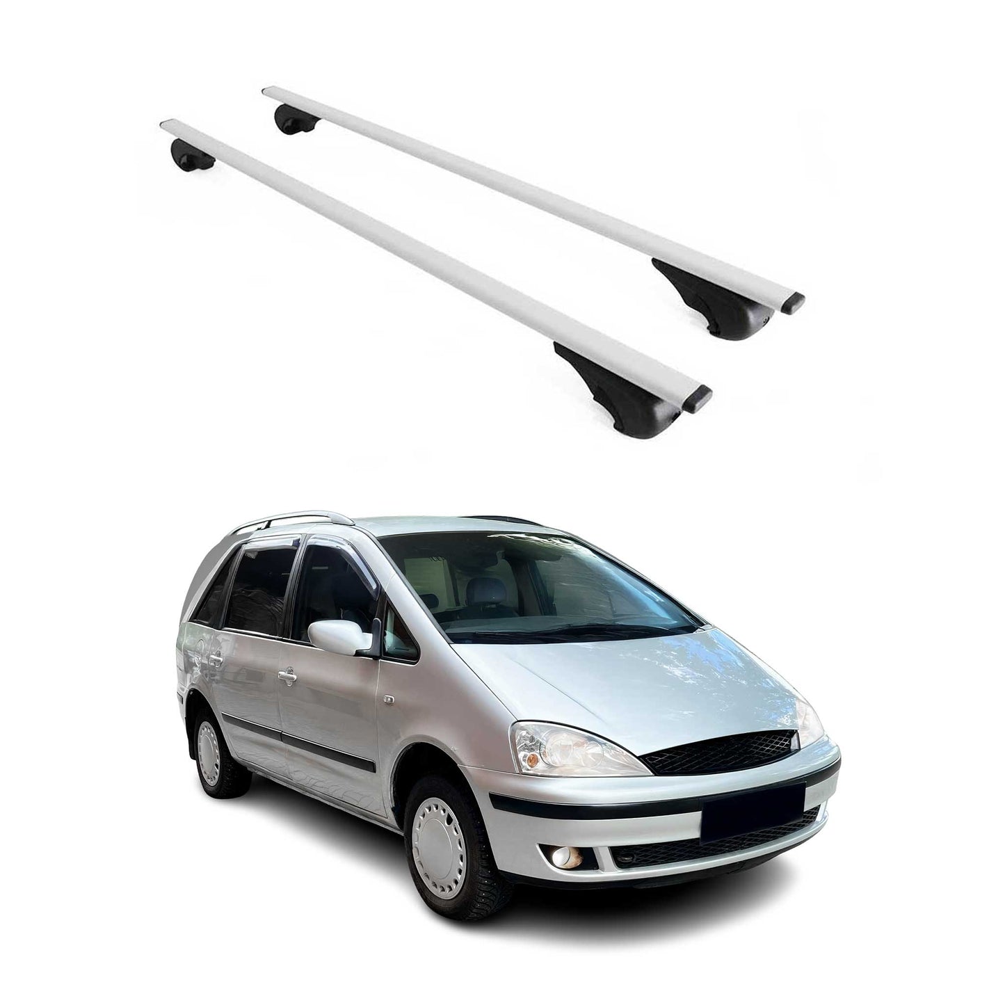 Dachträger Grundtäger für Ford Galaxy 1995-2006 75kg Metall Silber 2 tlg