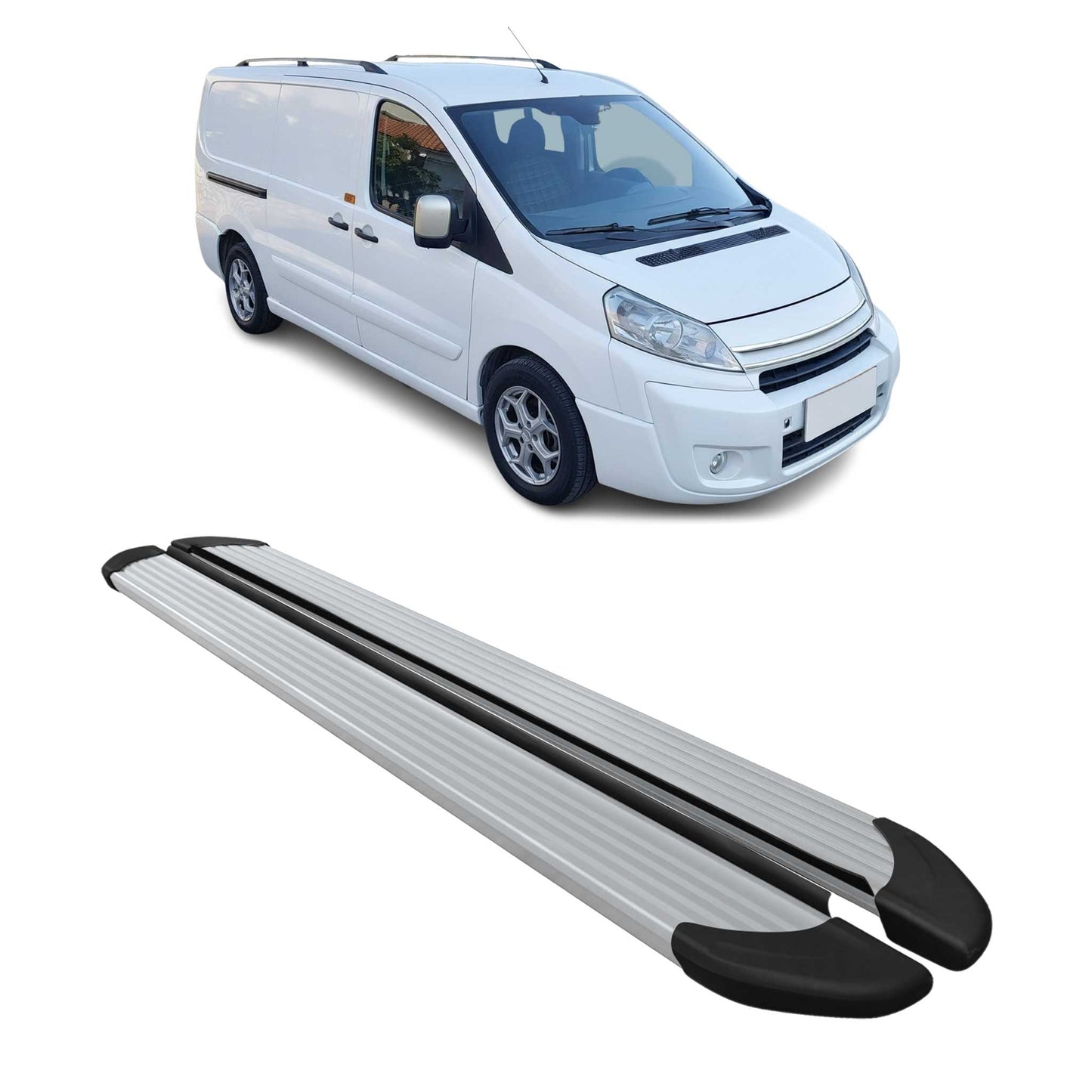 Trittbretter Seitenschweller für Citroen Jumpy 2006-2016 Aluminium Silber L2