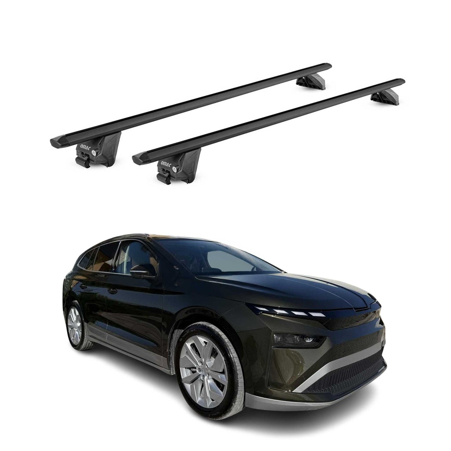 Portbagaj de plafon pentru Skoda Enyaq 2020-2025, 100 kg, aluminiu, negru, 2 piese, omologat ABE