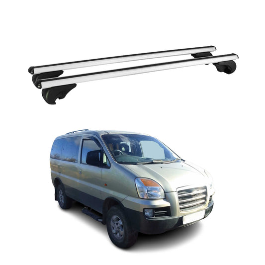 Portbagaj de plafon pentru Hyundai H1 Starex 1999-2007 75kg aluminiu argintiu 2 piese
