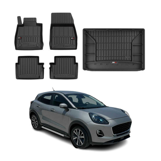 OMAC Fußmatten & Kofferraumwanne Set für Ford Puma 2019-2025 Gummi Schwarz 5x