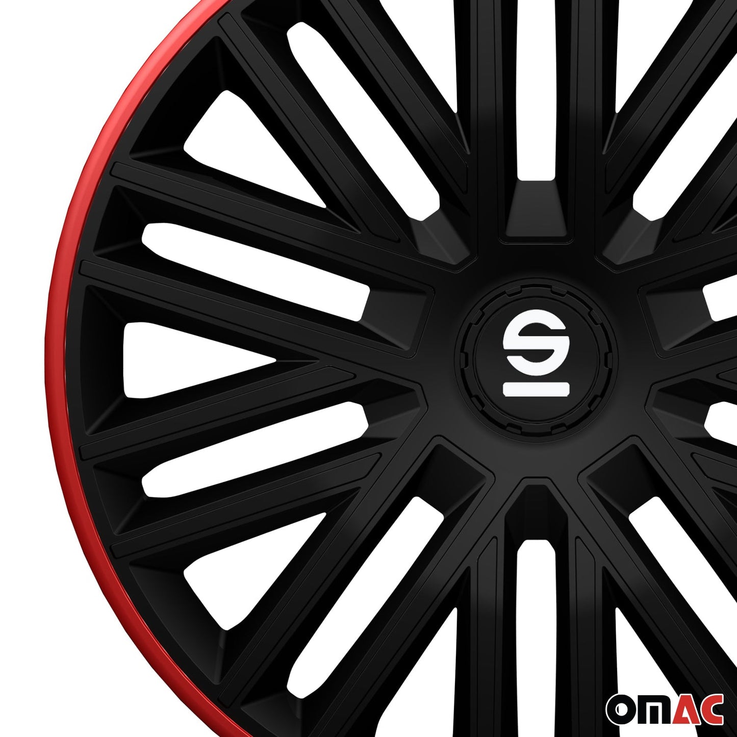 Radkappen Radzierblenden Sparco Bergamo 14" Zoll Abdeckung Set Schwarz Silber 4x