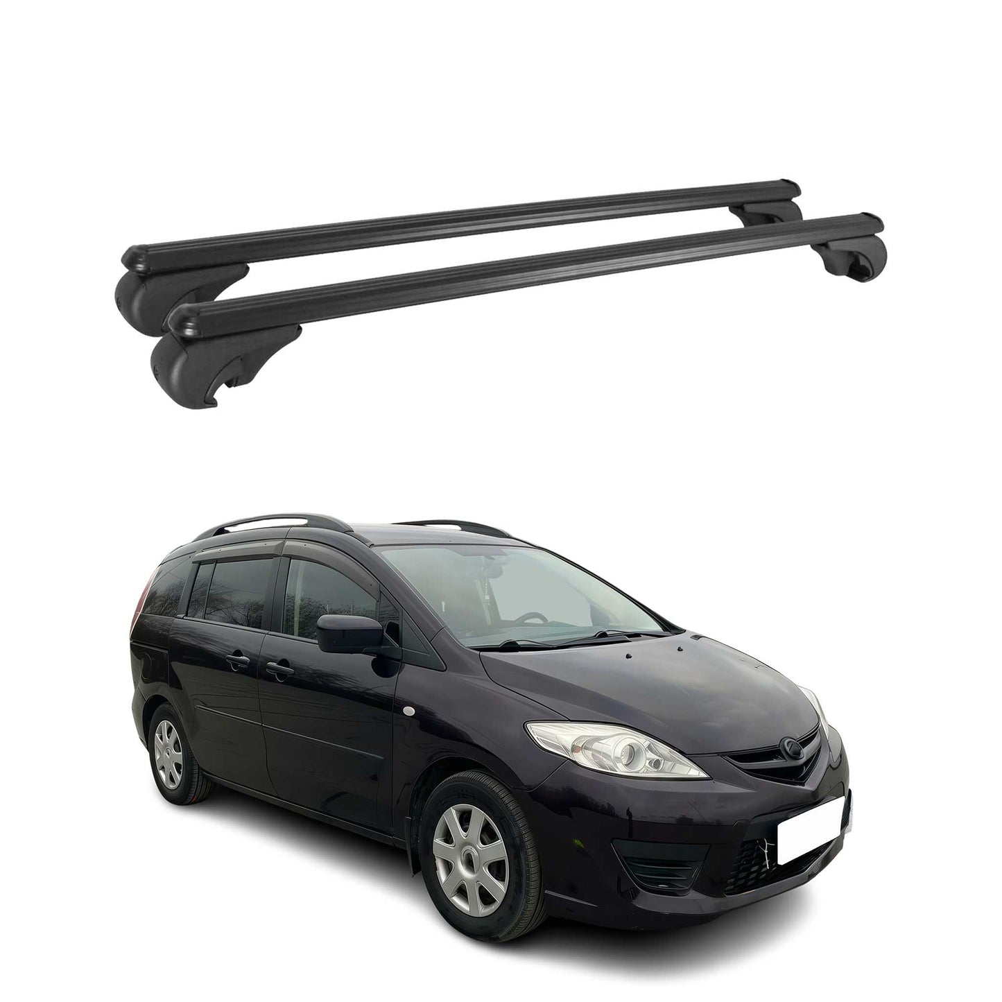 Portbagaj de plafon pentru Mazda 5 / Premacy 2005-2010 75kg aluminiu negru 2 buc