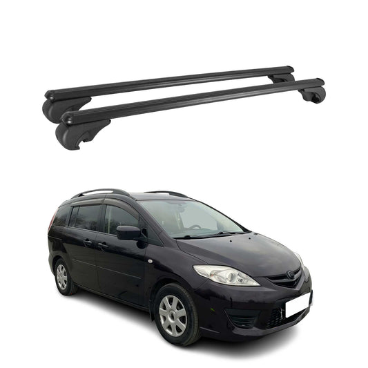Portbagaj de plafon pentru Mazda 5 / Premacy 2005-2010 75kg aluminiu negru 2 buc