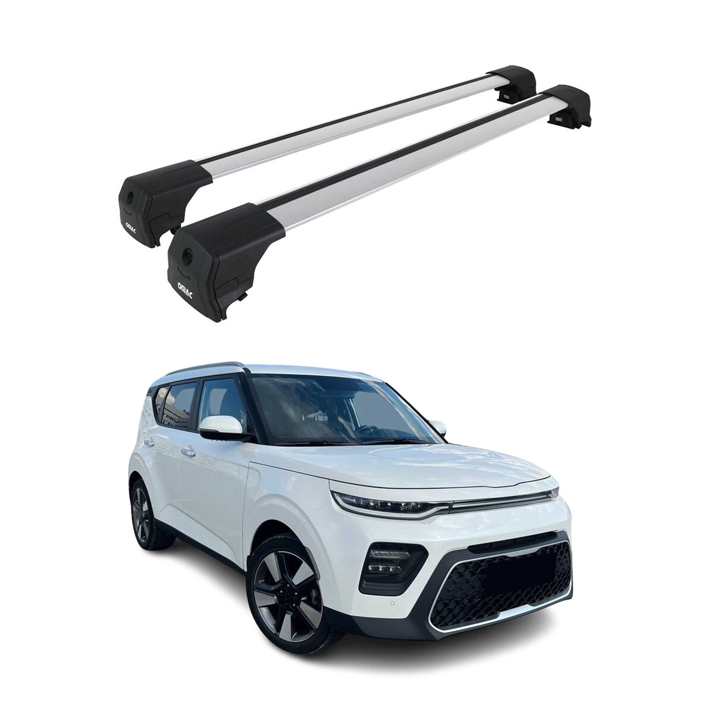 Portbagaj de plafon pentru Kia Soul X-Line 2020-2025 75kg aluminiu argintiu 2 buc