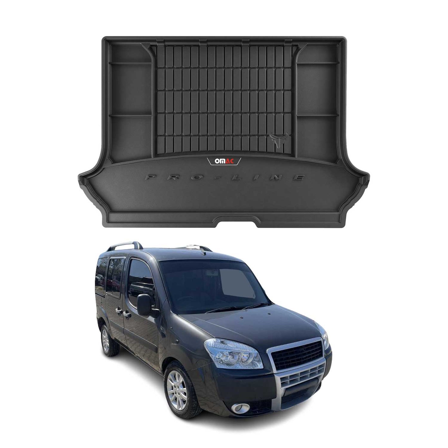 Kofferraumwanne Laderaumwanne für Fiat Doblo I 2000-2010 Premium TPE Schwarz