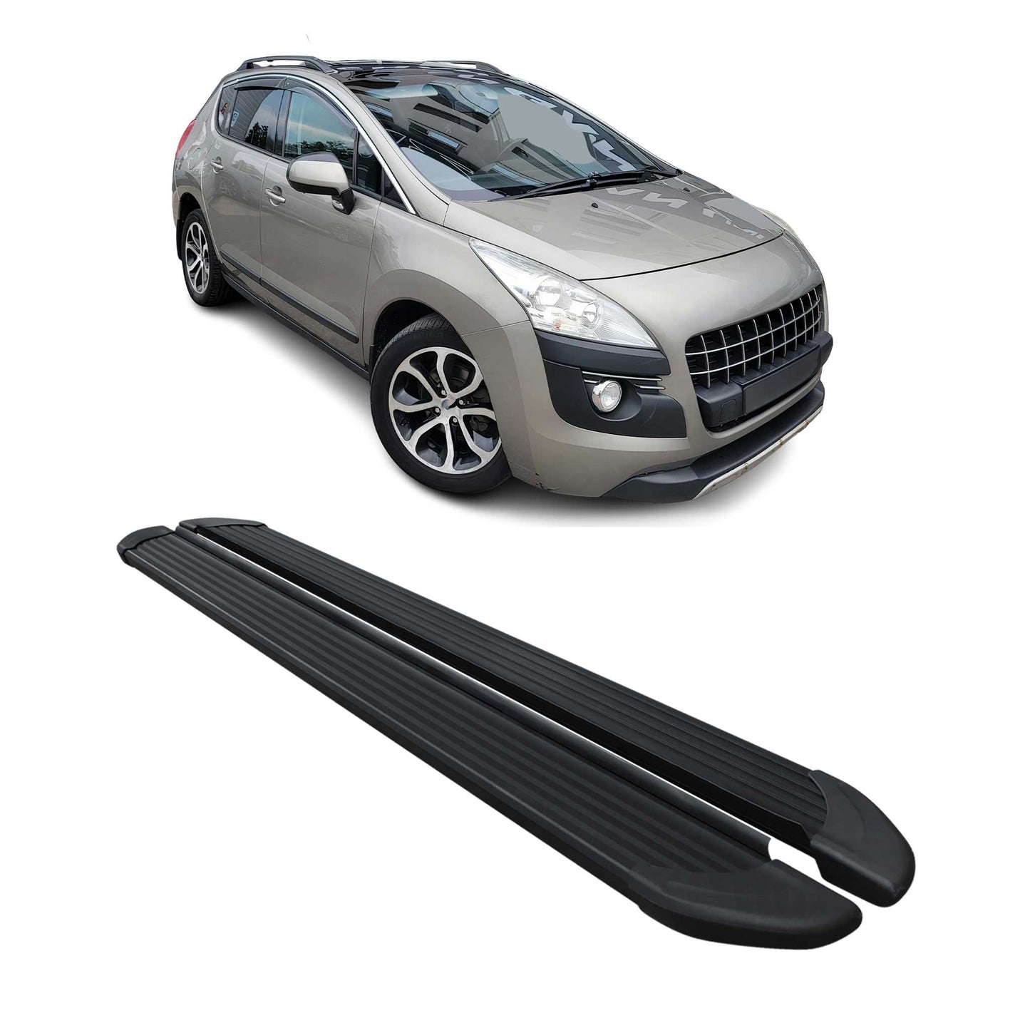 Listwy progowe, progi boczne, do Peugeota 3008 2009-2016, aluminiowe, czarne