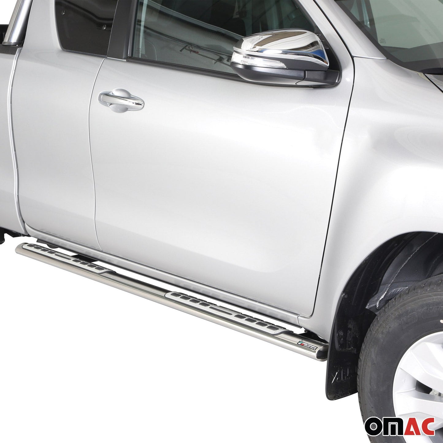 Stahl Seitenschweller Schwellerrohre für Toyota Hilux Extra Cab 2016-2025 Grau