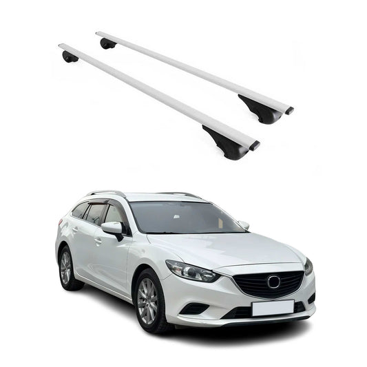 Portbagaj de plafon pentru Mazda 6 Estate 2012-2017 75kg metal argintiu 2 buc