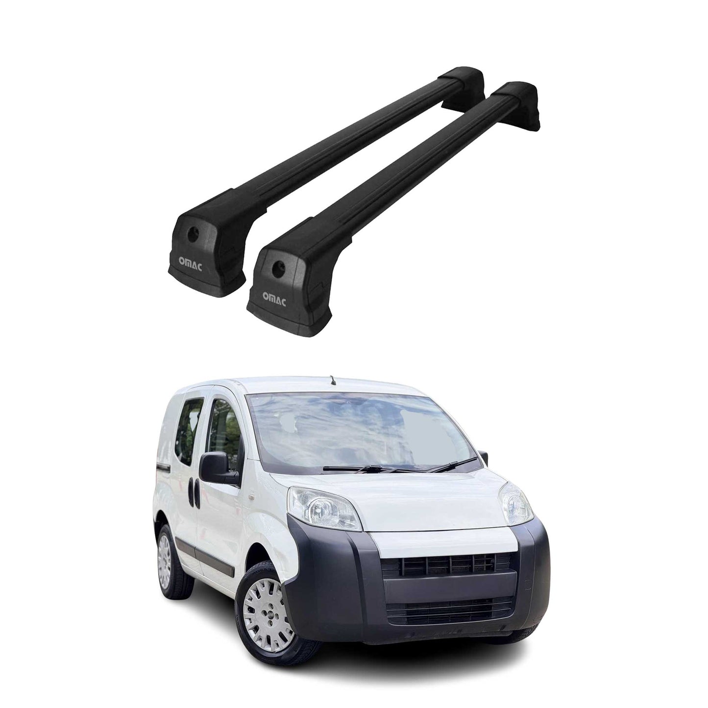 Dachträger Grundtäger für Citroen Nemo 2008-2017 75kg Aluminium Schwarz 2 tlg