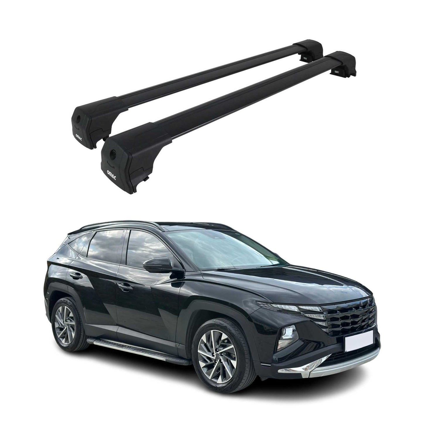 Portbagaj de plafon pentru Hyundai Tucson mk4 2020-2025 75kg aluminiu negru 2 piese