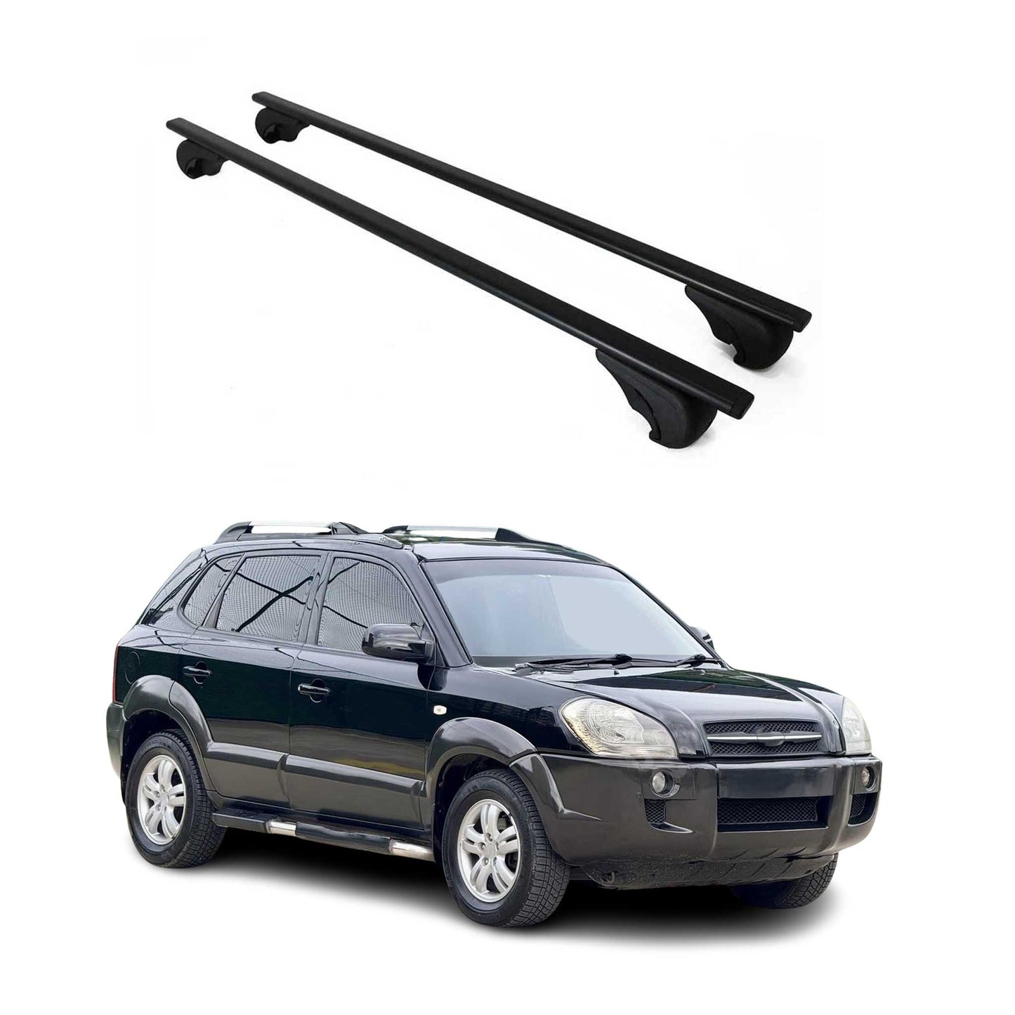 Portbagaj de plafon pentru Hyundai Tucson mk1 2004-2010 75kg metal negru 2 buc