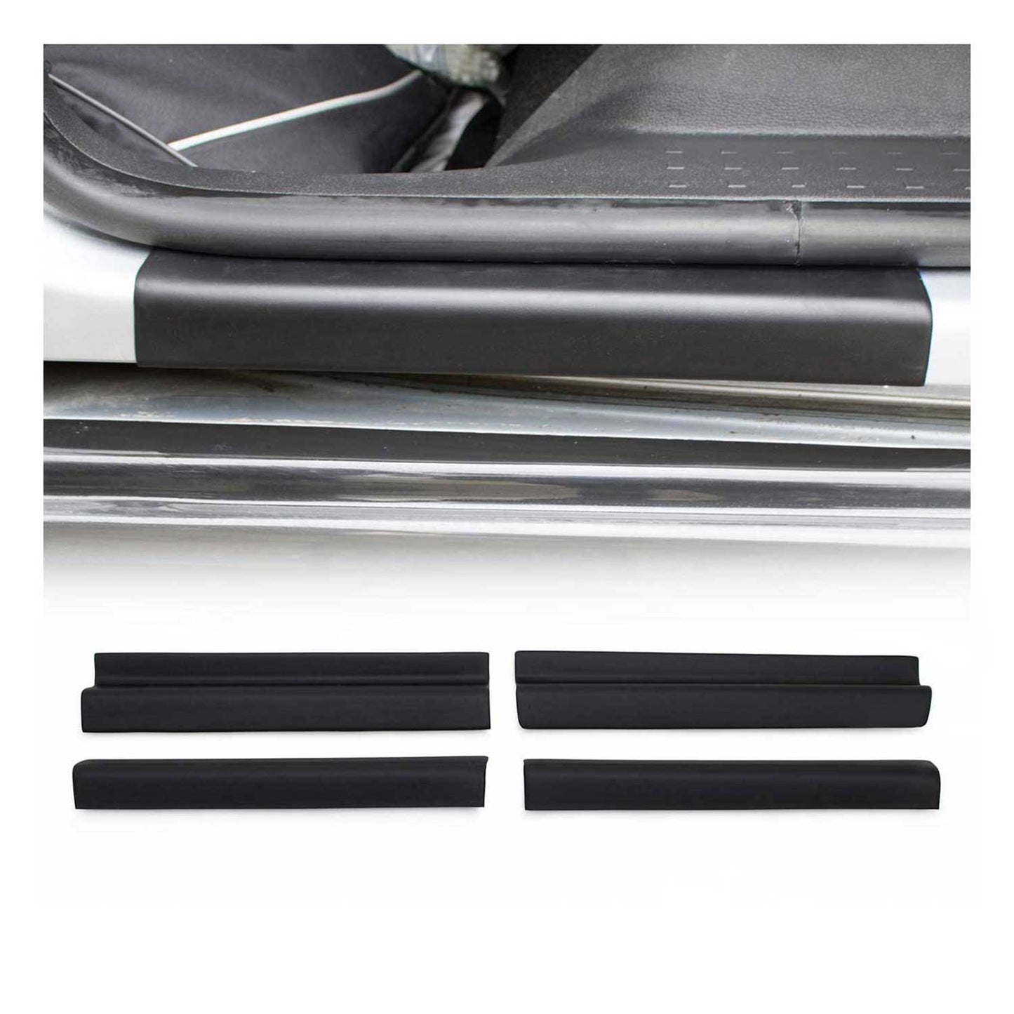 Ornamente prag uși pentru VW Caddy 2015-2021 ABS negru set 2 piese