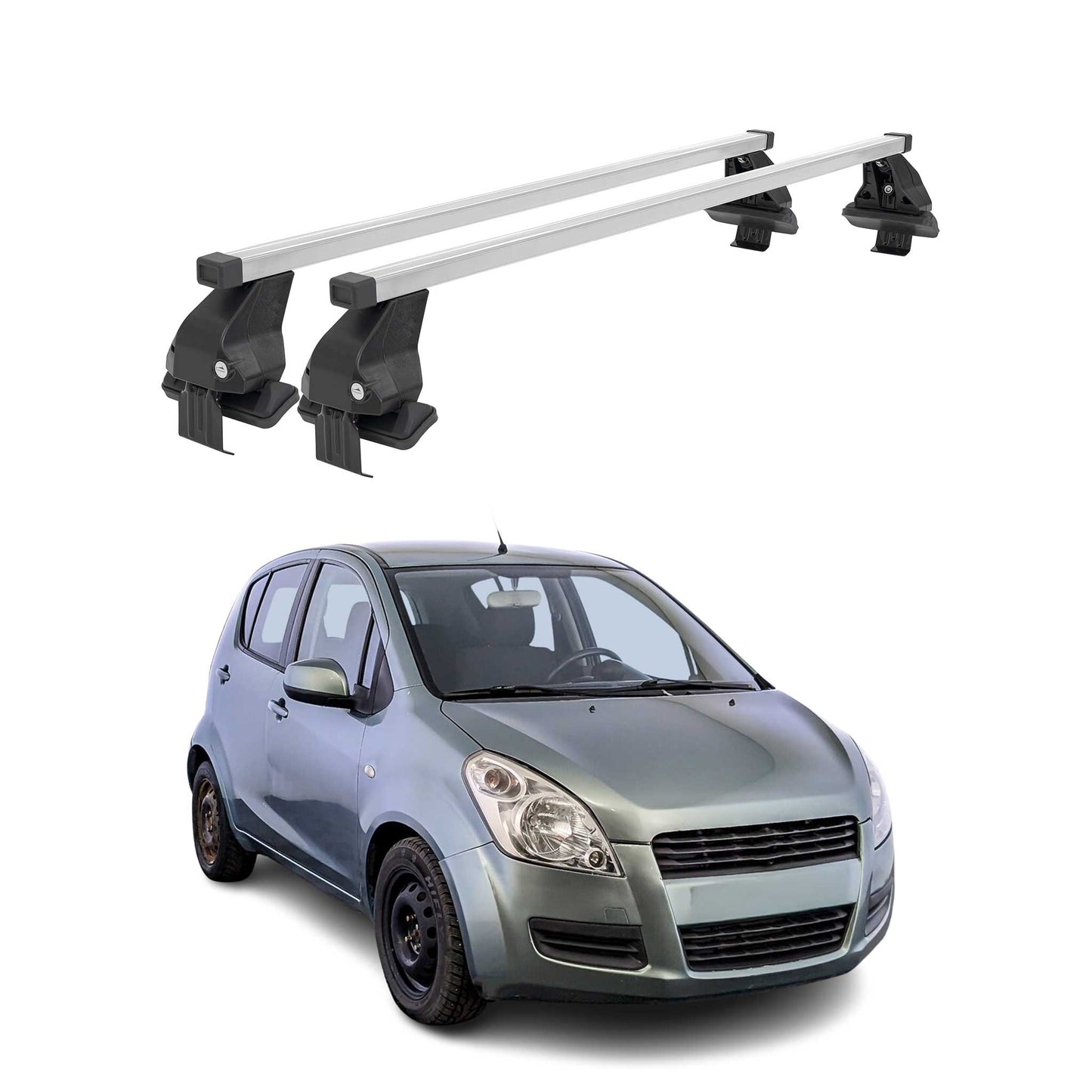 Menabo Dachträger Grundtäger für Suzuki Splash 2008-2014 50kg Stahl Silber 2 tlg