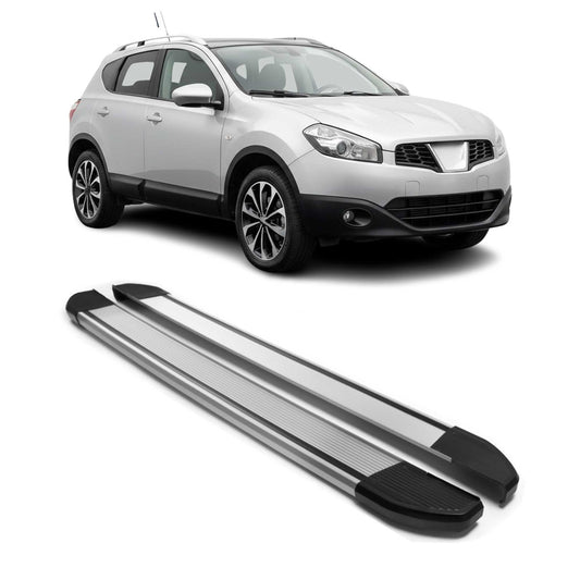 Alu Seitenschweller Trittbretter für Nissan Qashqai +2 NJ10 2008-2014 Silber 2x