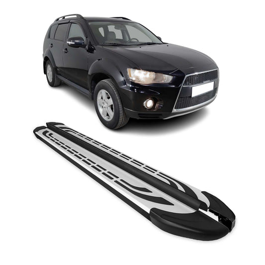 Trittbretter Seitenbretter für Mitsubishi Outlander 2007-2012 Alu Schwarz-Silber