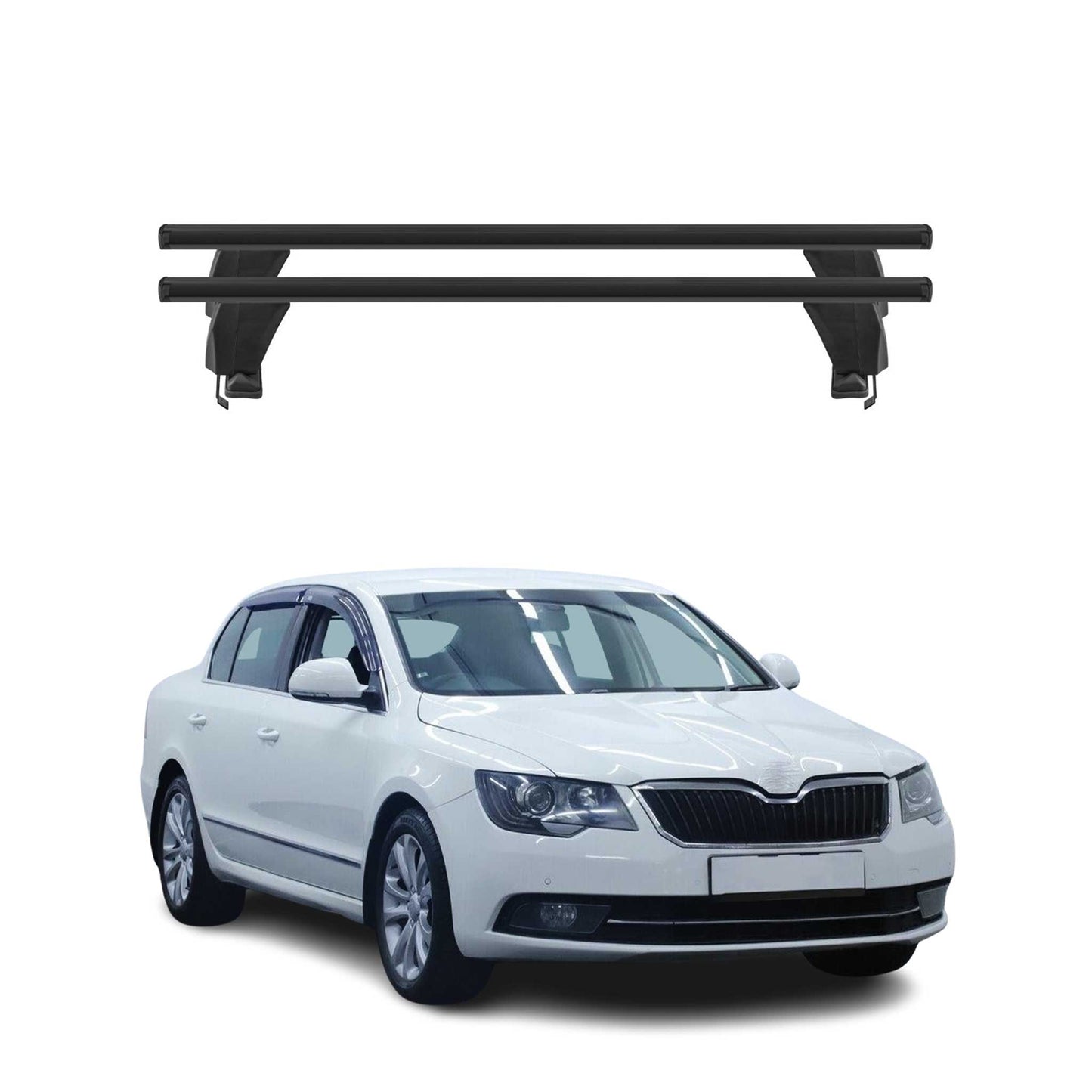 Menabo Dachträger für Skoda Superb mk2 2008-2013 Pre-FL 50kg Alu Schwarz 2x