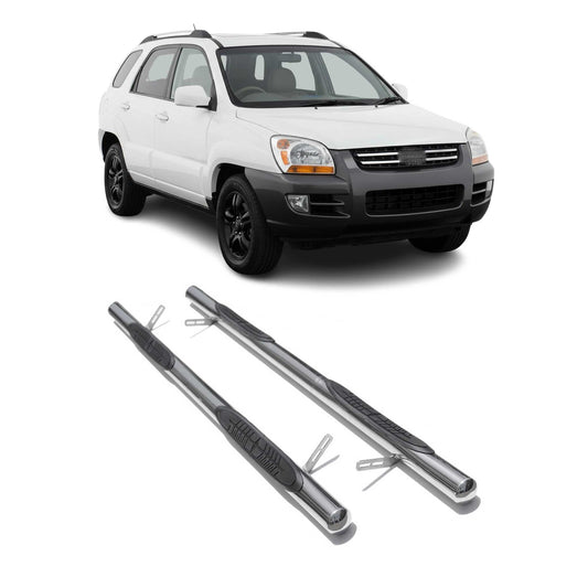 Trepte laterale/scări din oțel inoxidabil pentru Kia Sportage 2004-2010, argintii