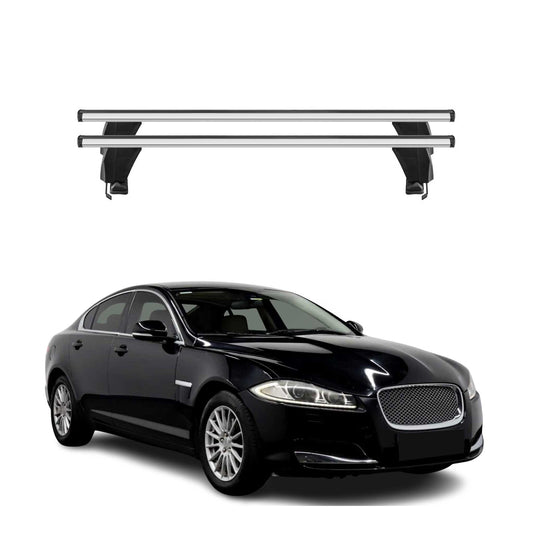 Menabo Dachträger Grundtäger für Jaguar XF X250 2008-2015 50kg Alu Silber 2 tlg