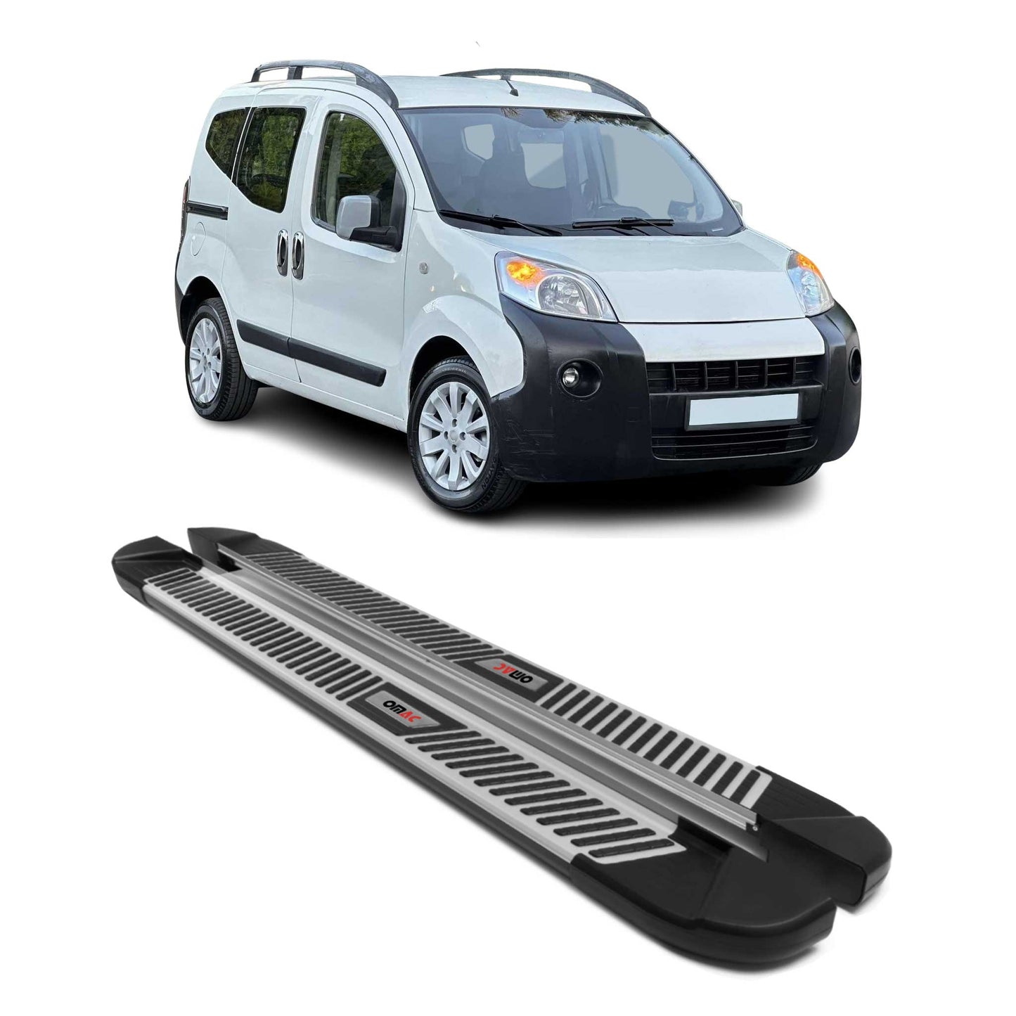 Trittbretter Seitenbretter Seitenschweller für Citroen Nemo 2008-21 Alu Schwarz