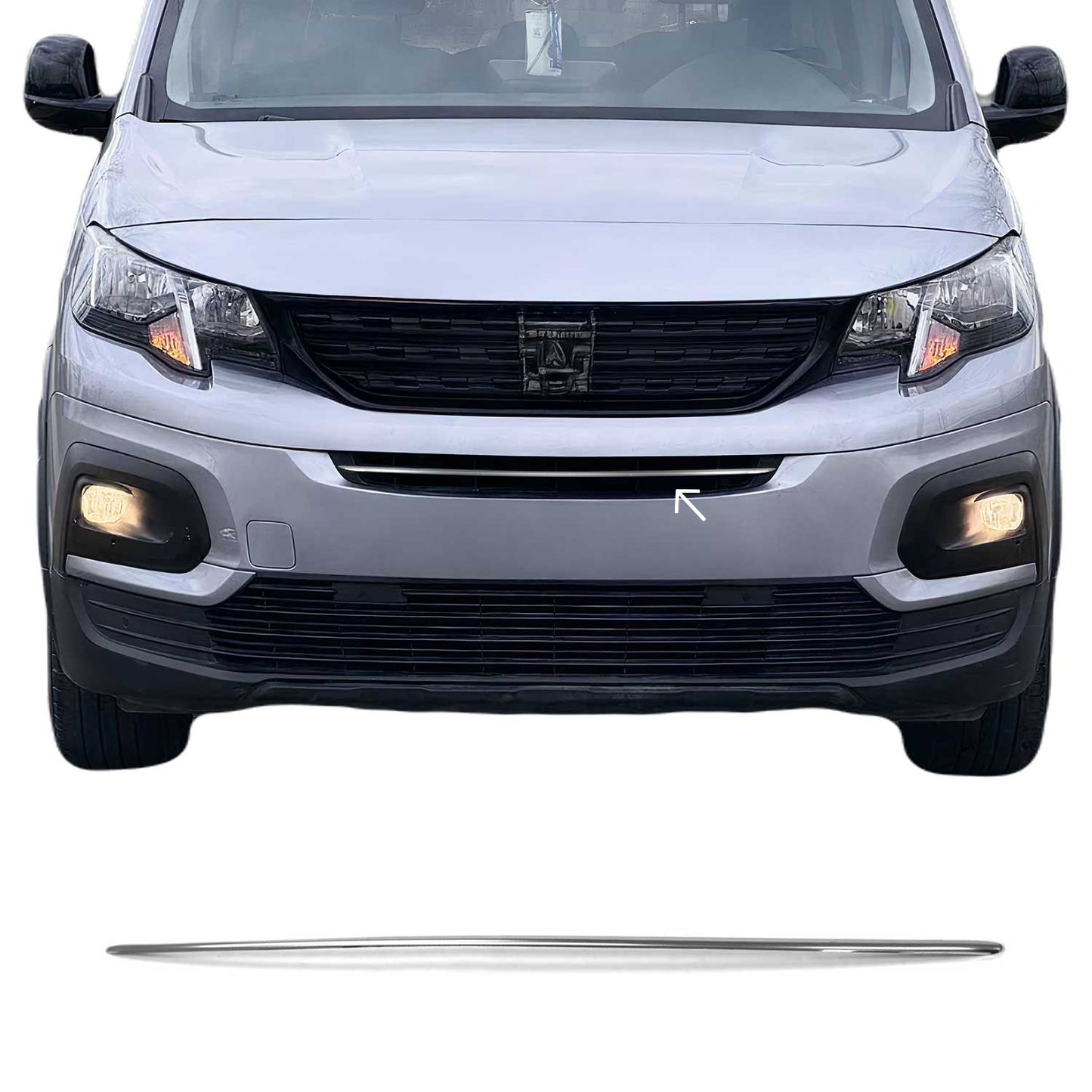 Benzi decorative grilă auto pentru Peugeot Rifter 2018-2025, oțel inoxidabil, argintiu