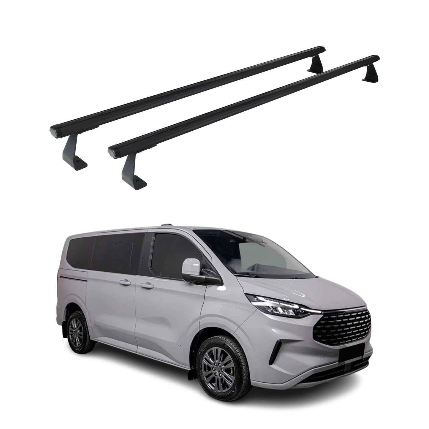 Dachträger für Ford Transit Custom / Tourneo Custom 2023-2025 75kg Schwarz 2tlg