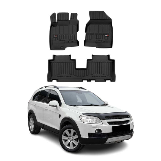 OMAC Gummi Fußmatten für Chevrolet Captiva 2006-2018 Premium Gummi Schwarz 3tlg