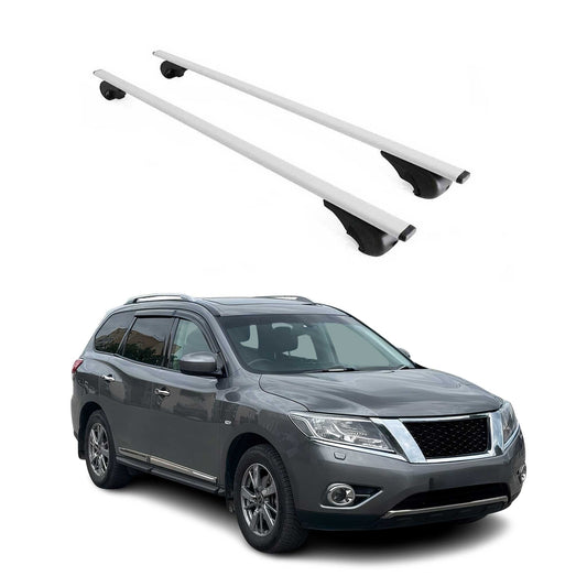 Portbagaj de plafon pentru Nissan Pathfinder 2013-2025 75kg, metal, argintiu, 2 buc.