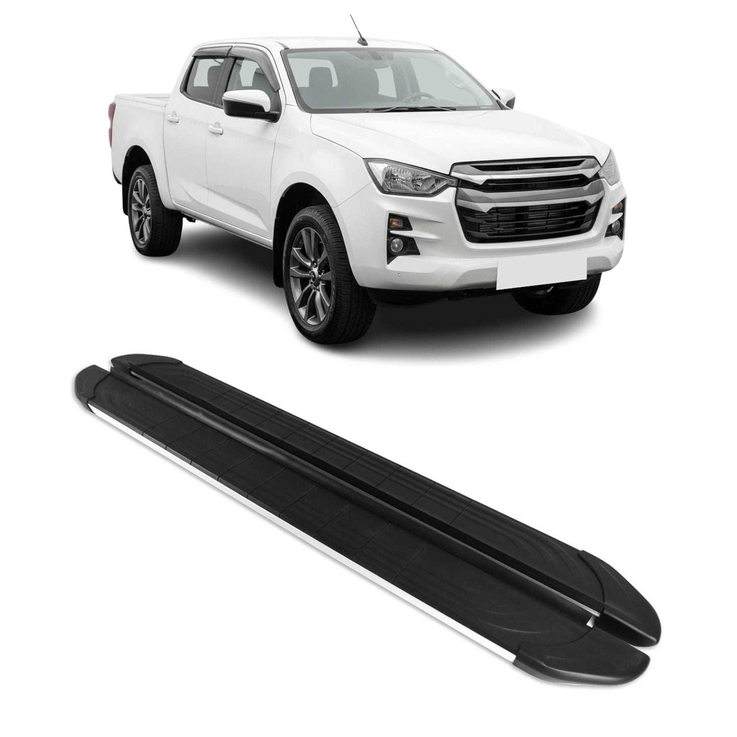 2019-2025 Isuzu D-max III Trittbretter Seitenschweller Seitenbretter Aluminium Silber Schwarz