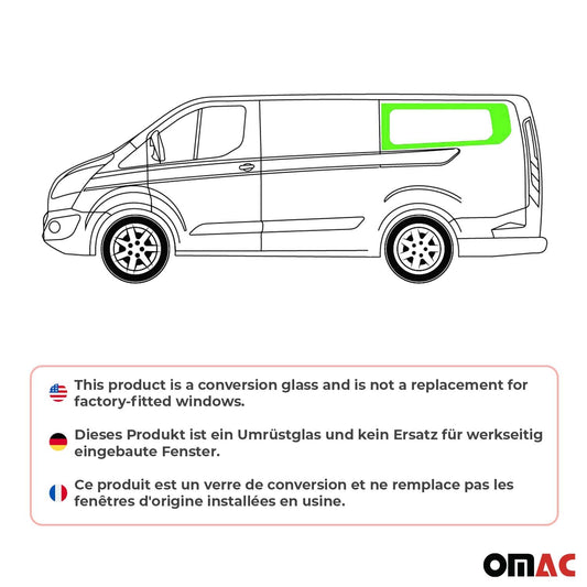 Seitenfenster Sicherheitsglas für Ford Transit Custom 2013-2024 Links L2 Schwarz