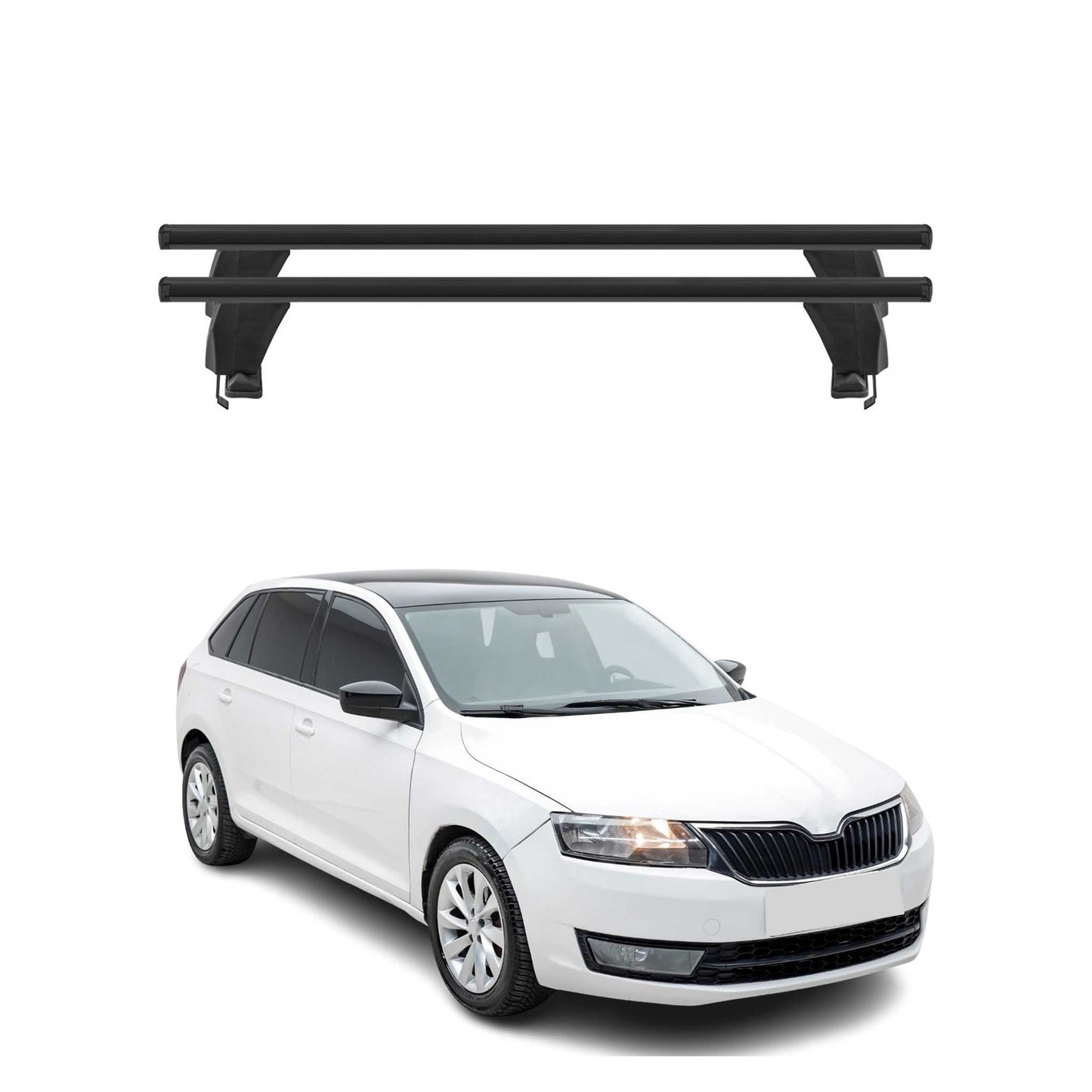 Menabo Dachträger Grundtäger für Skoda Rapid Spaceback 2013-2019 50kg Schwarz 2x