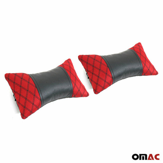 2 sztuki Poduszka na zagłówek samochodowy, poduszka na szyję, skóra, czarno-czerwona, 8x30 cm