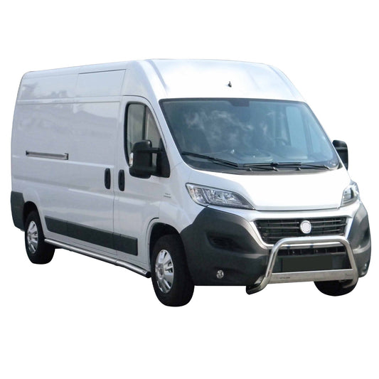 Bară de protecție frontală din oțel inoxidabil pentru Fiat Ducato 2014-2023, gri, ø 63 mm