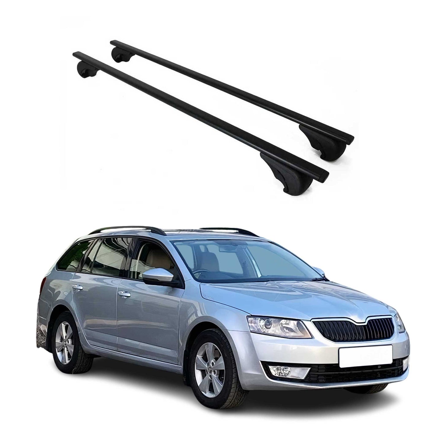 Portbagaj de plafon pentru Skoda Octavia mk3 Estate 2013-2020 75kg Negru metalic