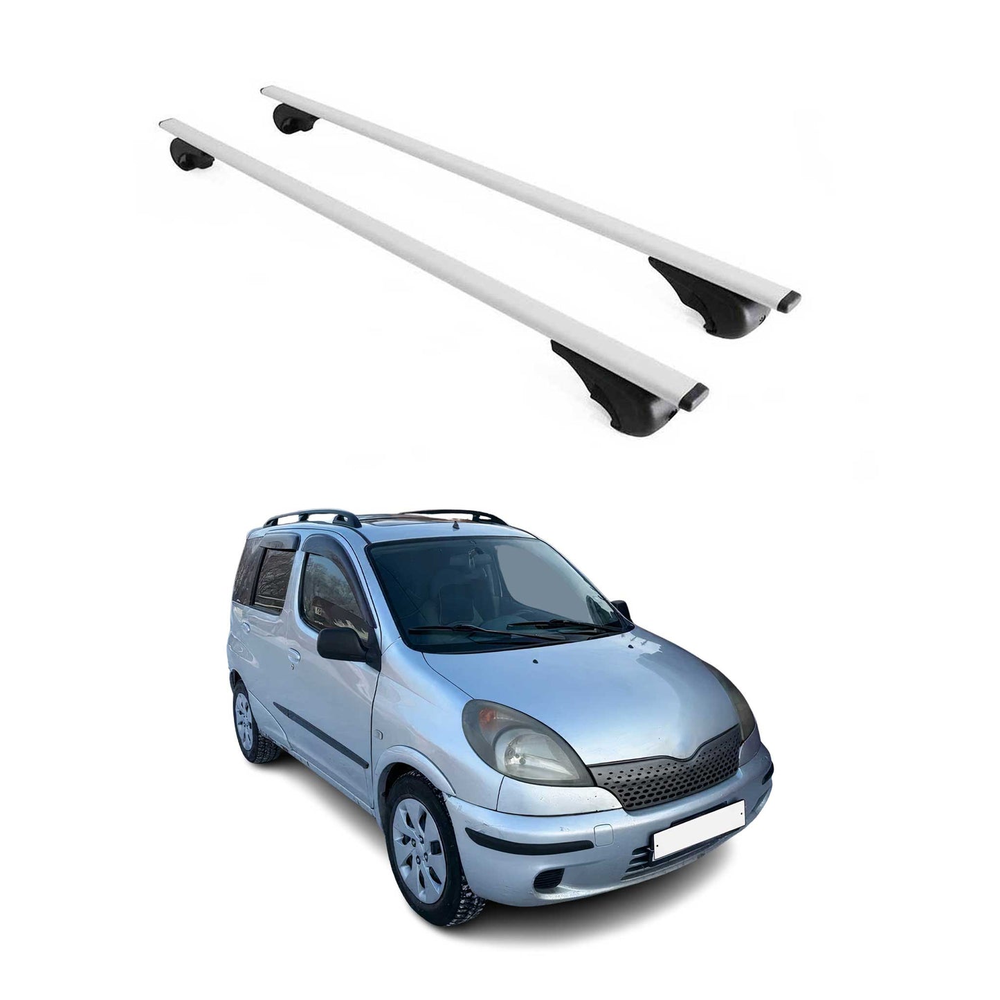 Dachträger Grundtäger für Toyota Yaris 1999-2005 75kg Metall Silber 2 tlg