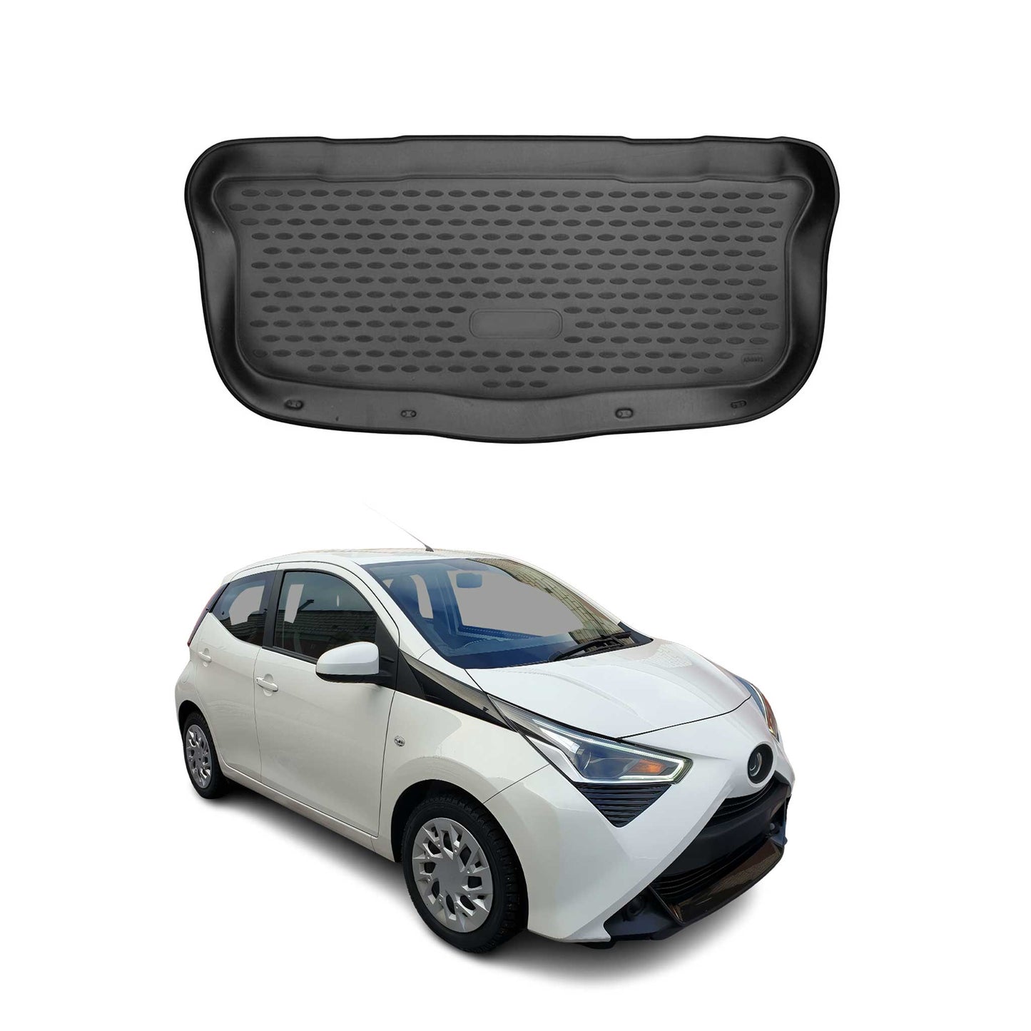 Kofferraummatte Kofferraumwanne für Toyota Aygo 2014-2022 Gummi TPE Schwarz