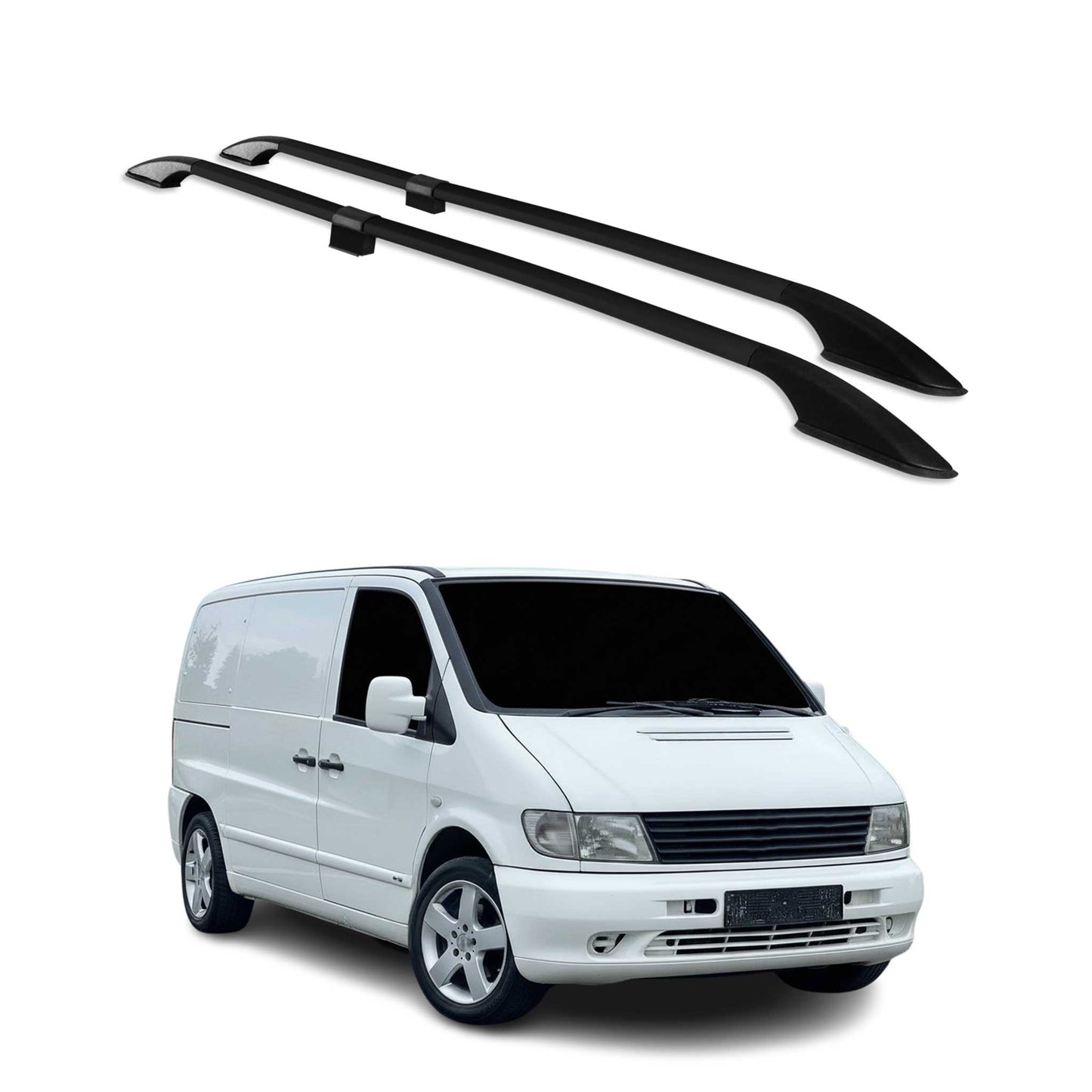 Dachreling Relingträger Alu für Mercedes Vito 1996-2003 Kurzer L1 Alu Schwarz